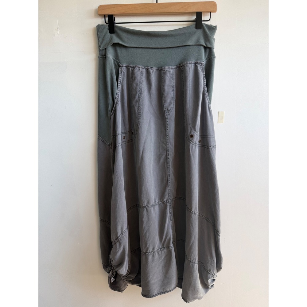 XCVI Gray Tencel Maxi Skirt Boho Foldover Waist Knotted Hem Small Whimsical Chic